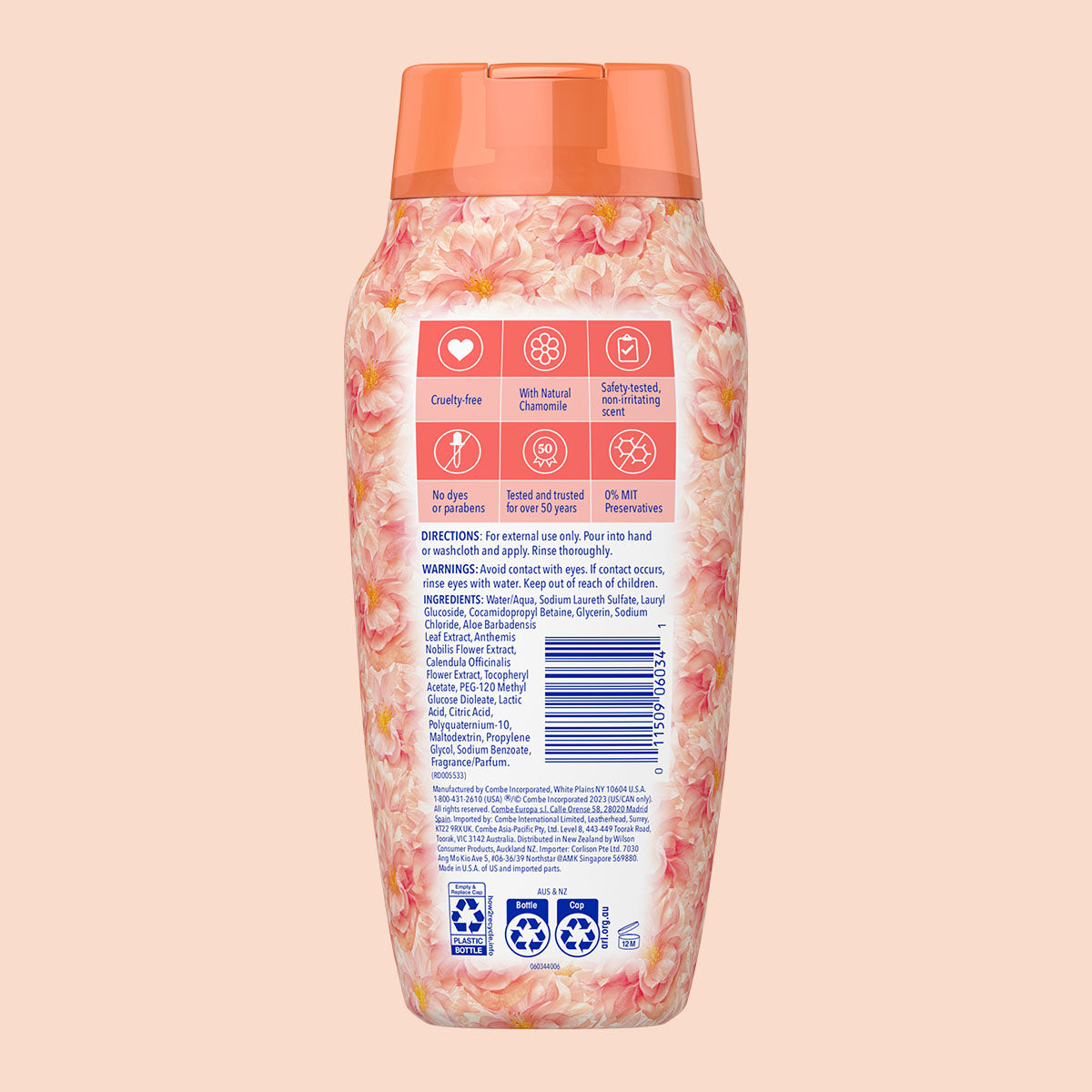Vagisil Scentsitive Scents Peach Blossom Wash Limpieza Suave 355ml