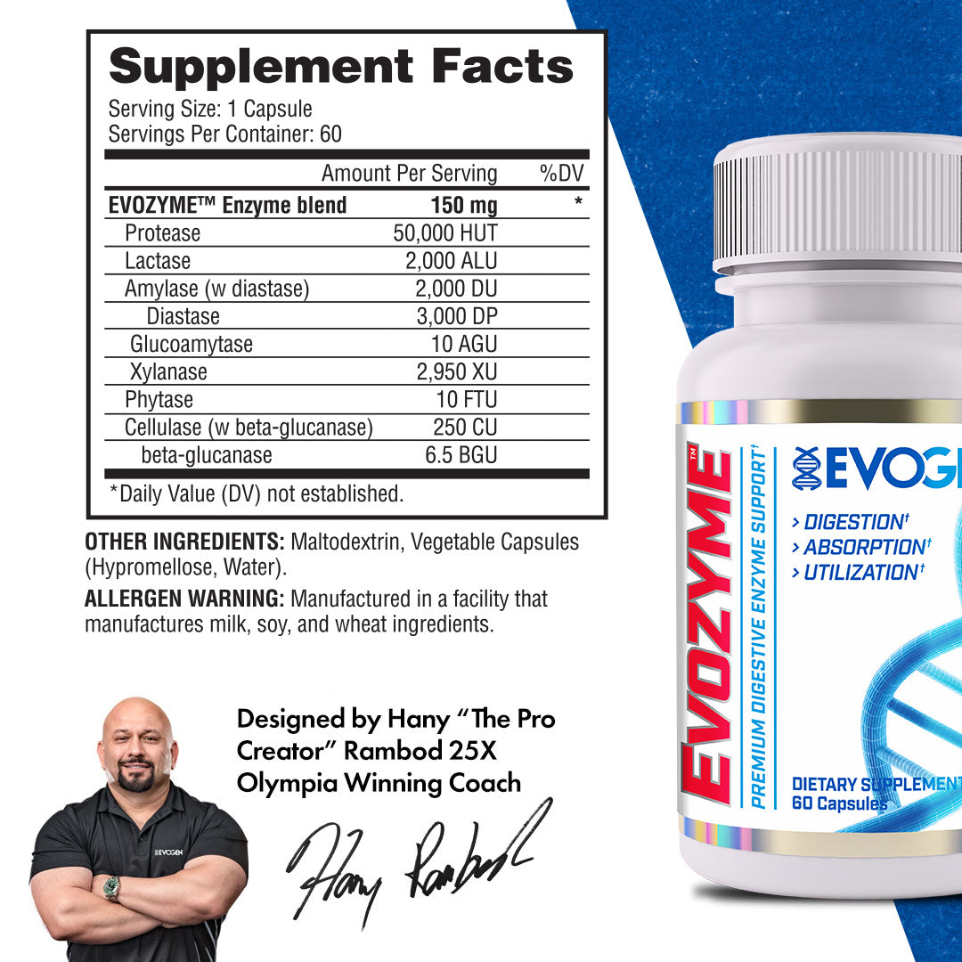 Evogen Nutrition Evozyme Enzyme Complex Soporte Digestivo Avanzado 60 Cápsulas