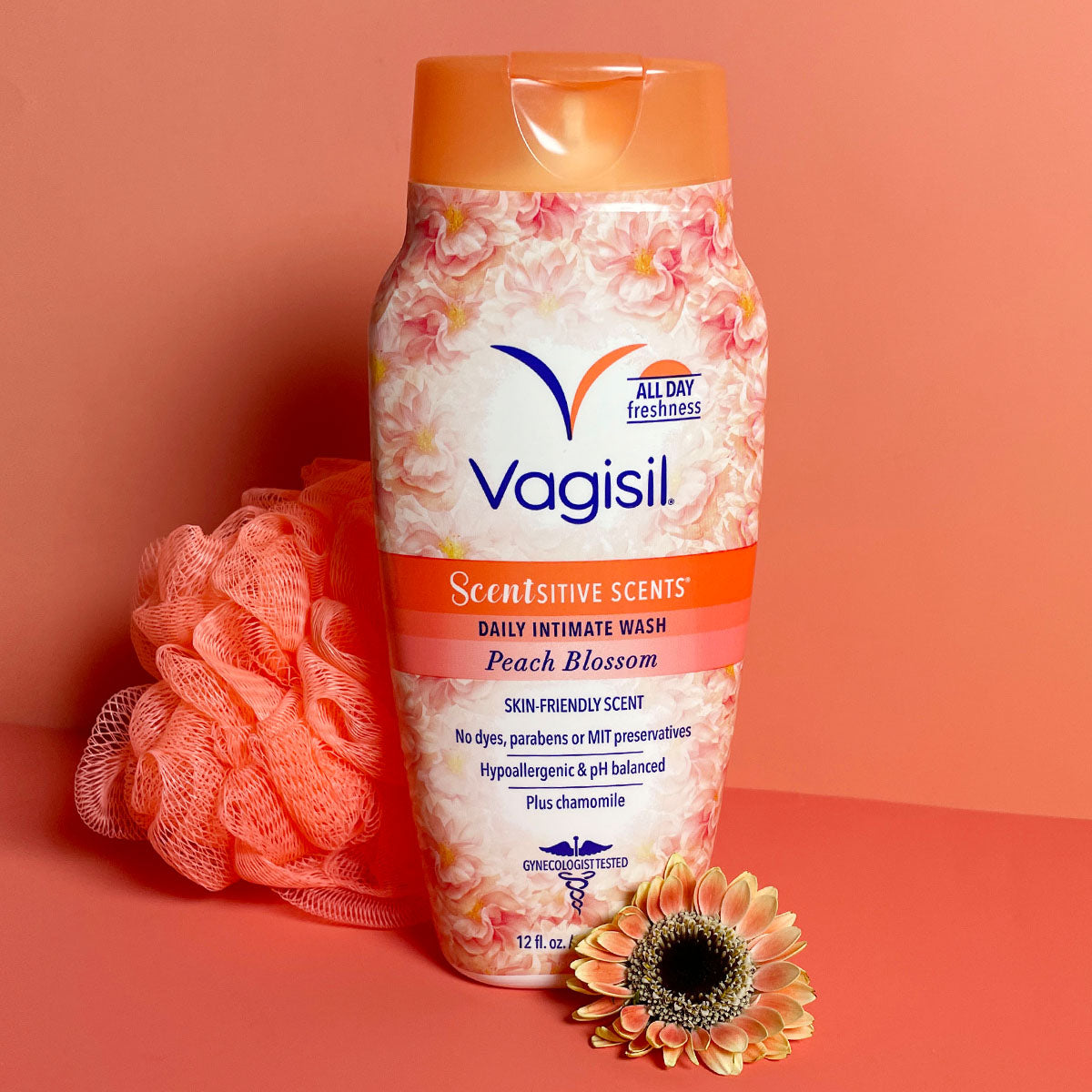 Vagisil Scentsitive Scents Peach Blossom Wash Limpieza Suave 355ml