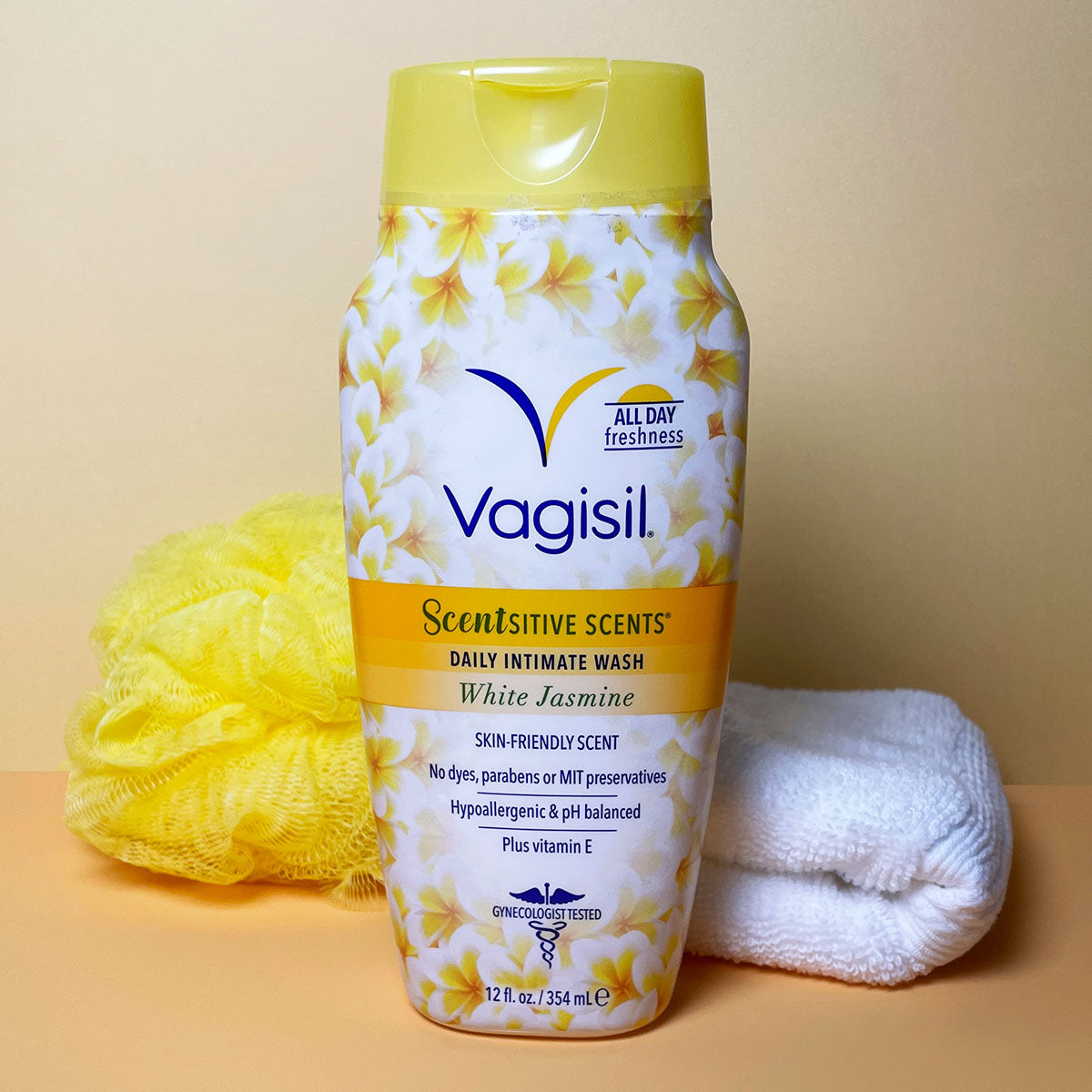 Vagisil Scentsitive Scents White Jasmine Wash Frescura Floral Exótica 355ml