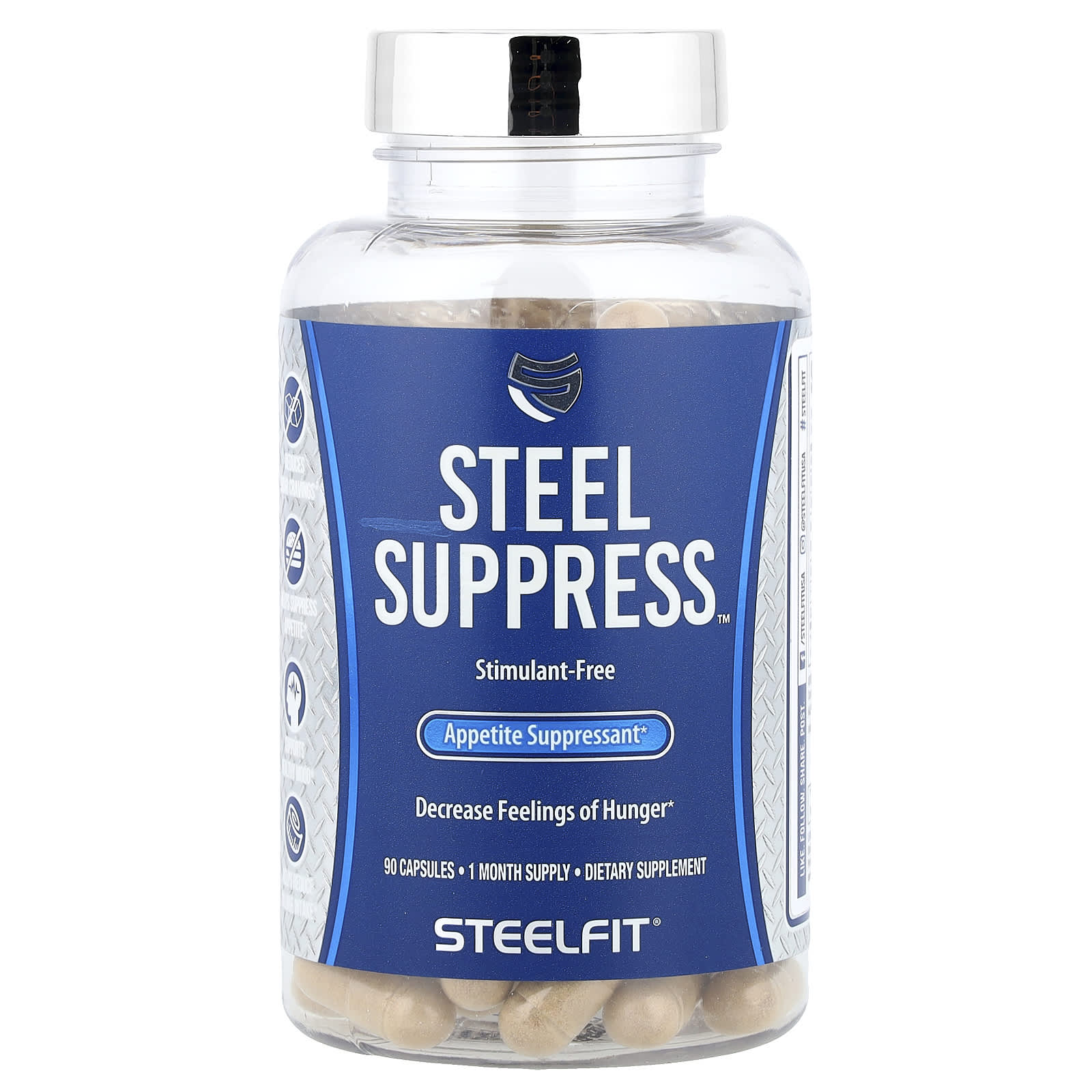 SteelFit Steel Suppress™ Supresor del Apetito 90 Cápsulas | STF-05021