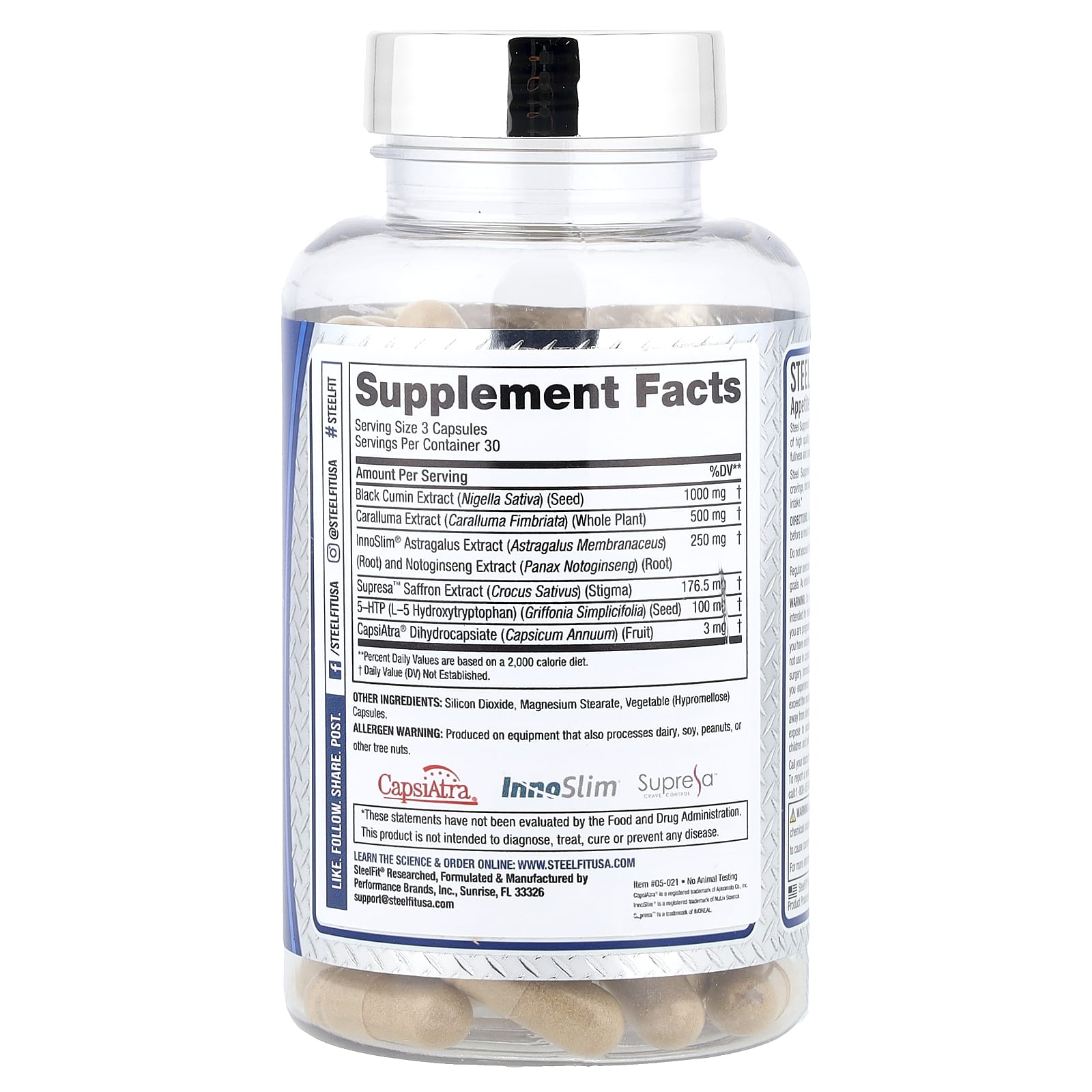SteelFit Steel Suppress™ Supresor del Apetito 90 Cápsulas | STF-05021