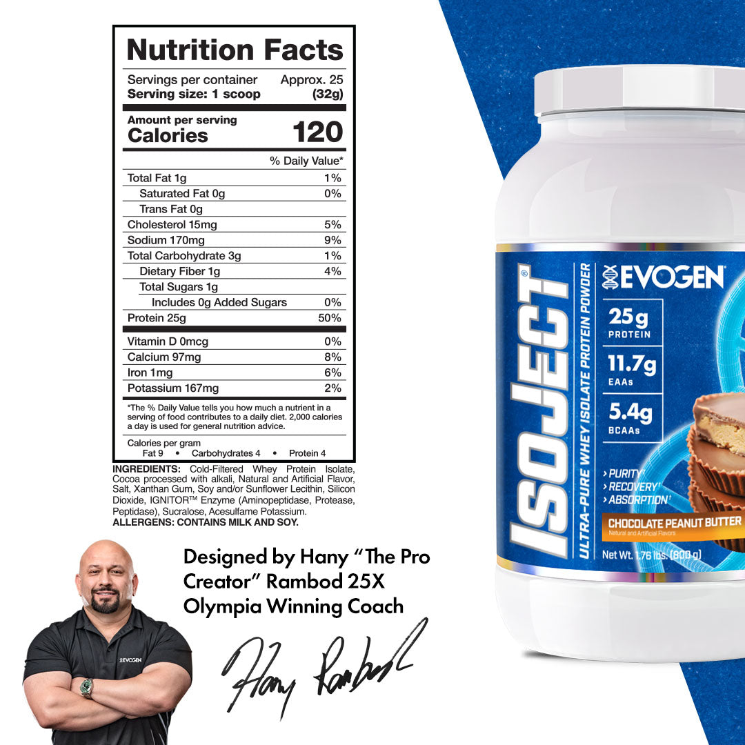 Evogen IsoJect Whey Protein Isolate Proteína de Rápida Absorción 800g