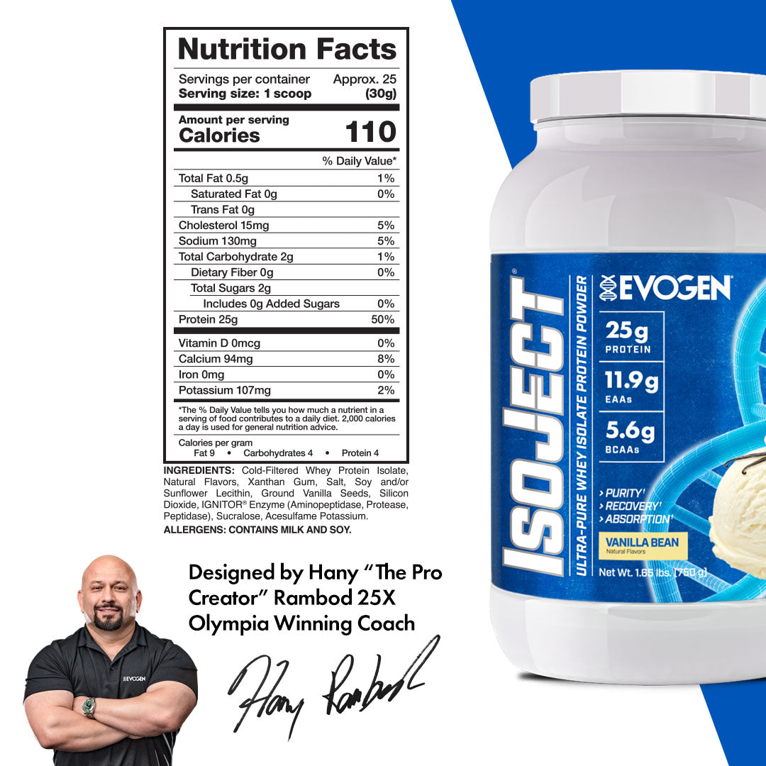 Evogen IsoJect Whey Protein Isolate Proteína de Rápida Absorción 800g