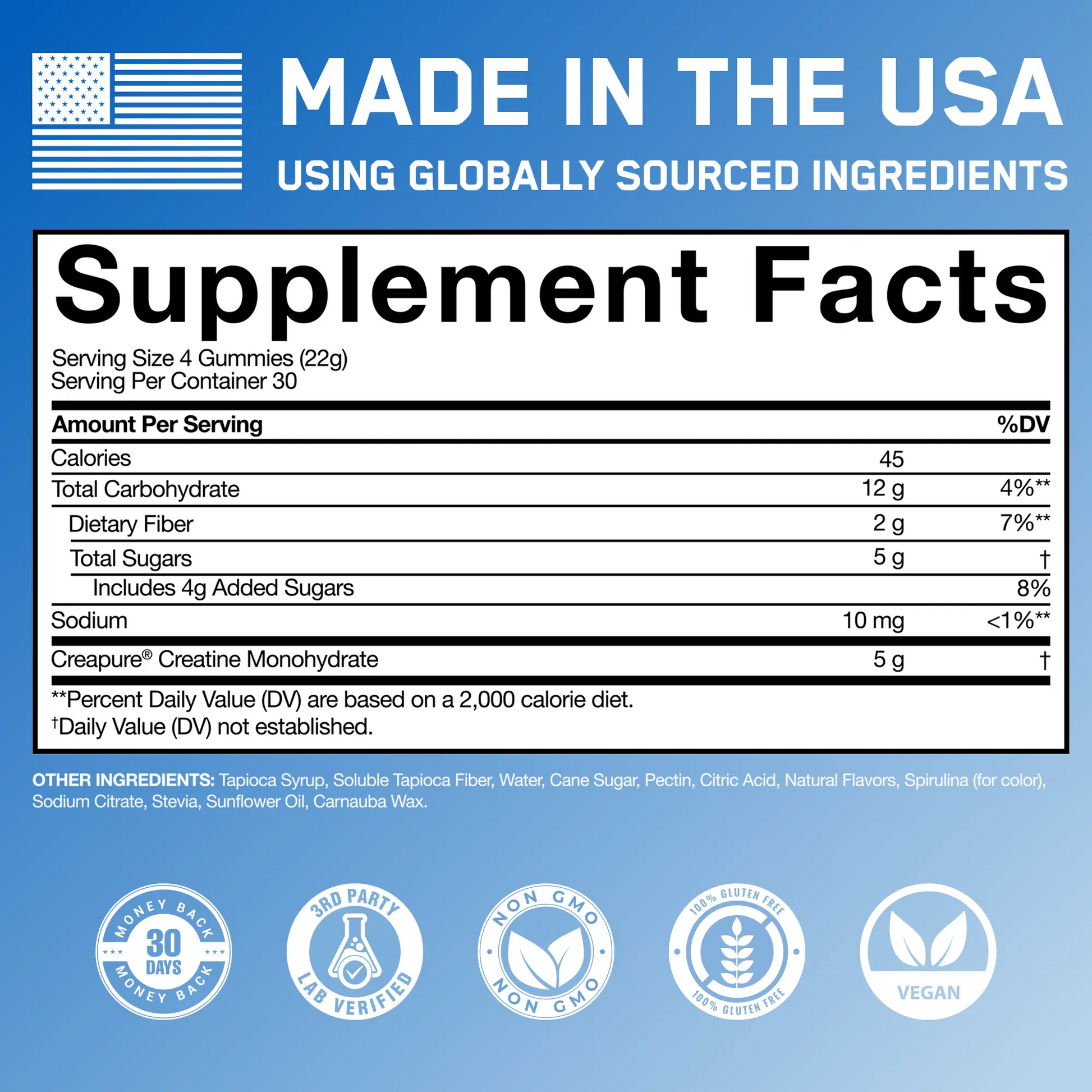 SteelFit Creatine Monohydrate Gummies Potencia Muscular 120 Gomitas