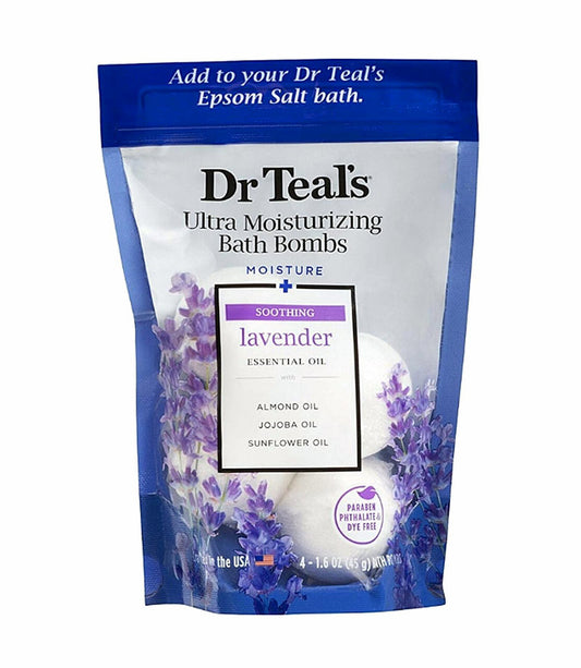 DR TEAL'S Bath Bombs Moisture + Soothing Lavender 5 X 1.6 OZ