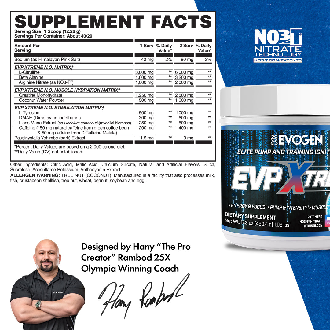 Evogen EVP Xtreme N.O. Pre-Entreno de Alta Estimulación 30 Servicios