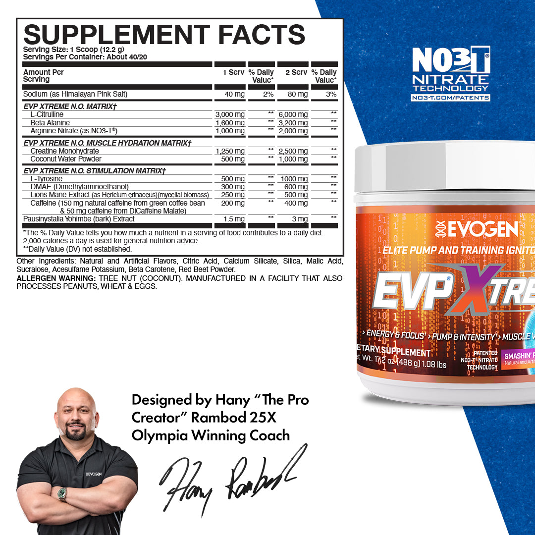 Evogen EVP Xtreme N.O. Pre-Entreno de Alta Estimulación 30 Servicios