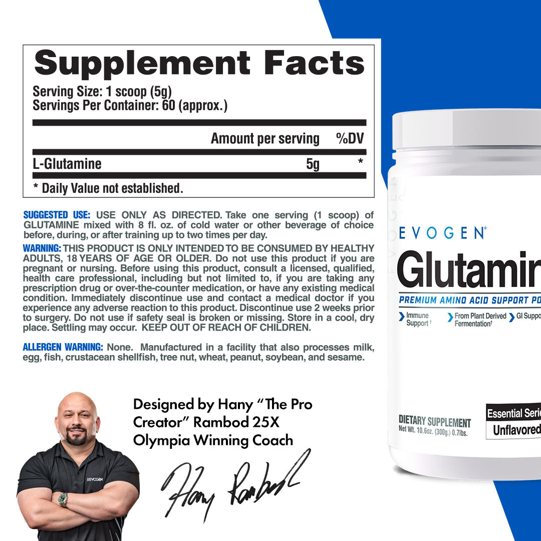 Evogen Glutamine Recuperación Muscular 60 Servicios