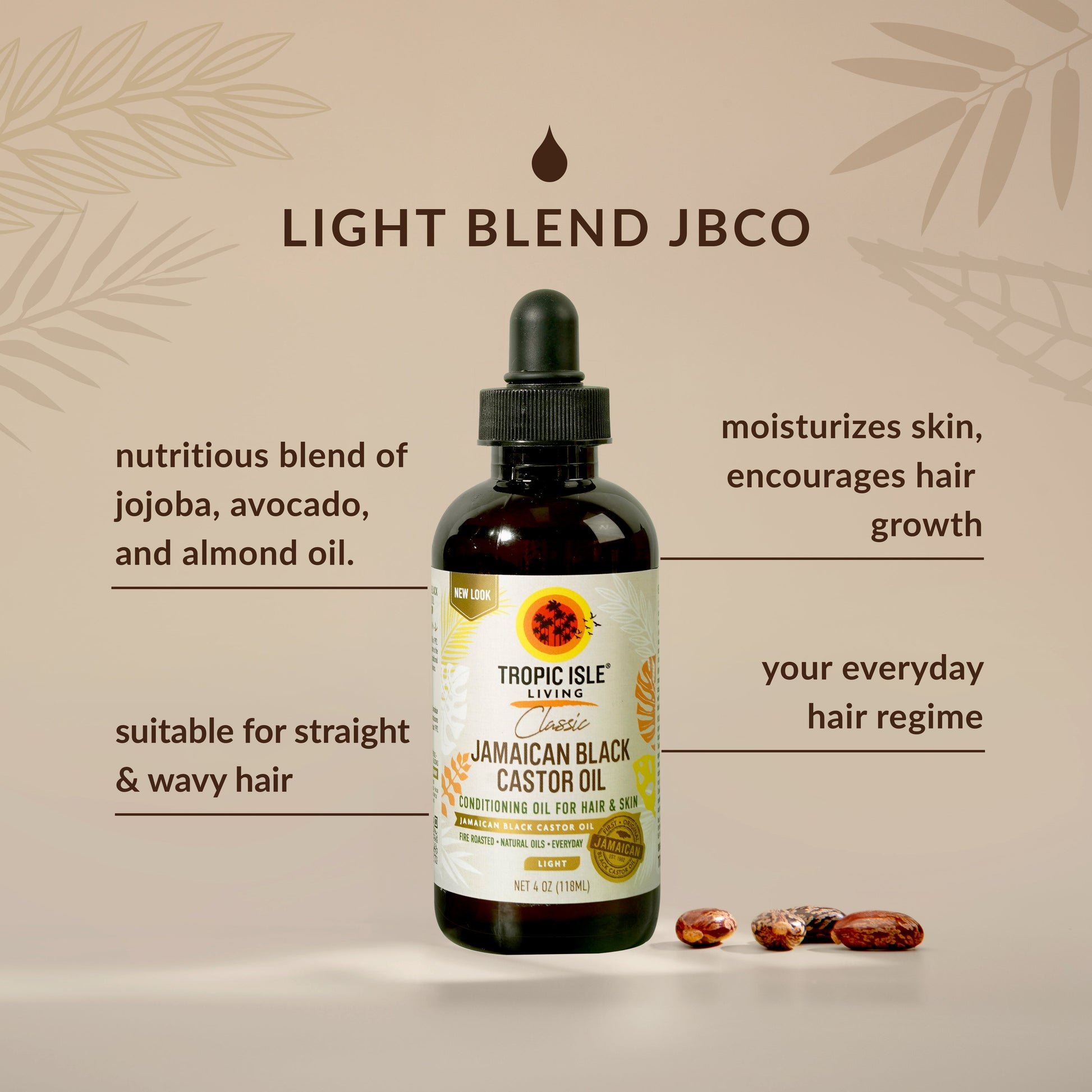 Tropic Isle Living Aceite Ricino Negro Jamaicano Mezcla Ligera Hidratación 4 oz