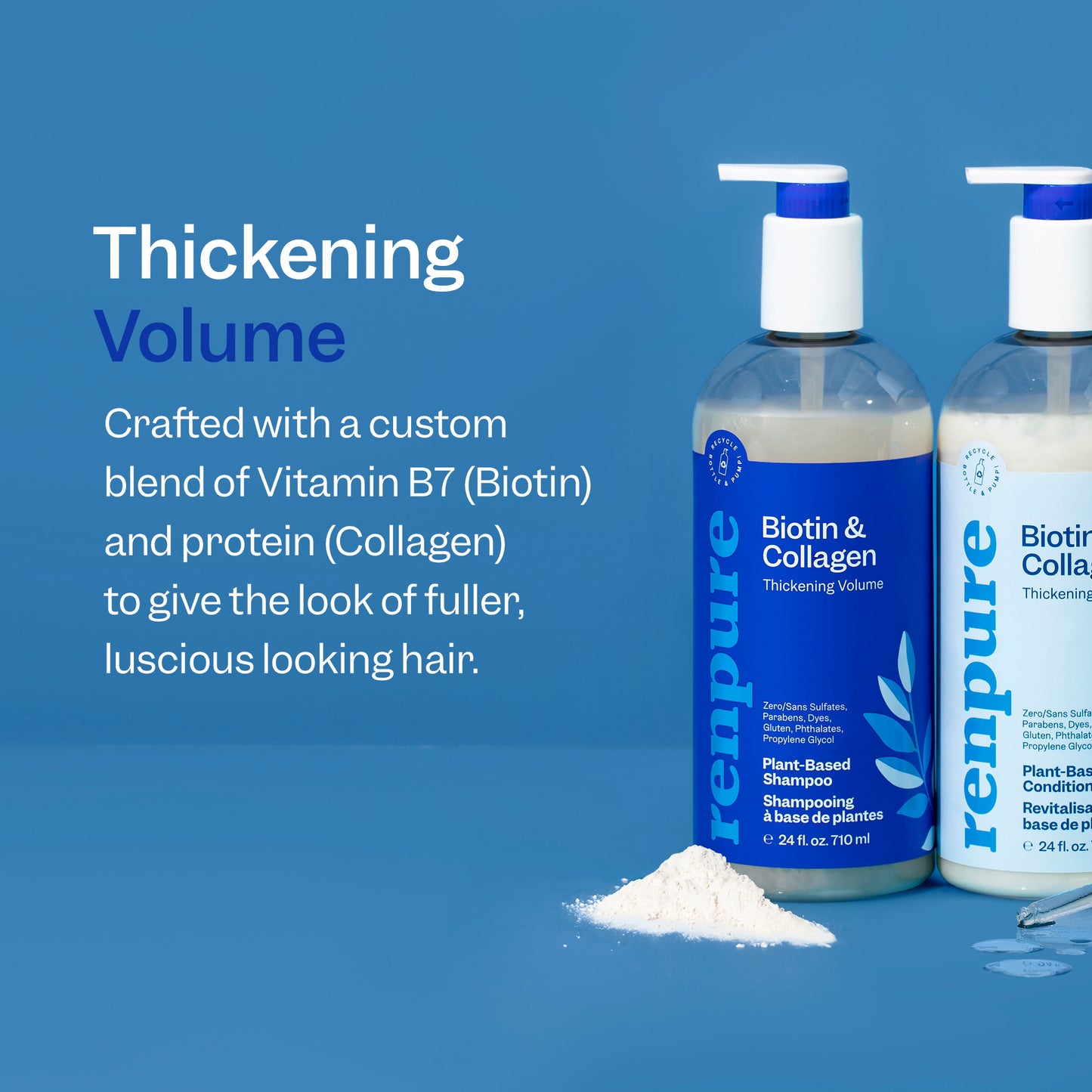 Renpure Champú Biotina y Colágeno Volumen 710 ml