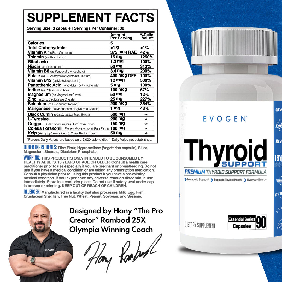 Evogen Thyroid Support Apoyo Metabólico 90 Cápsulas