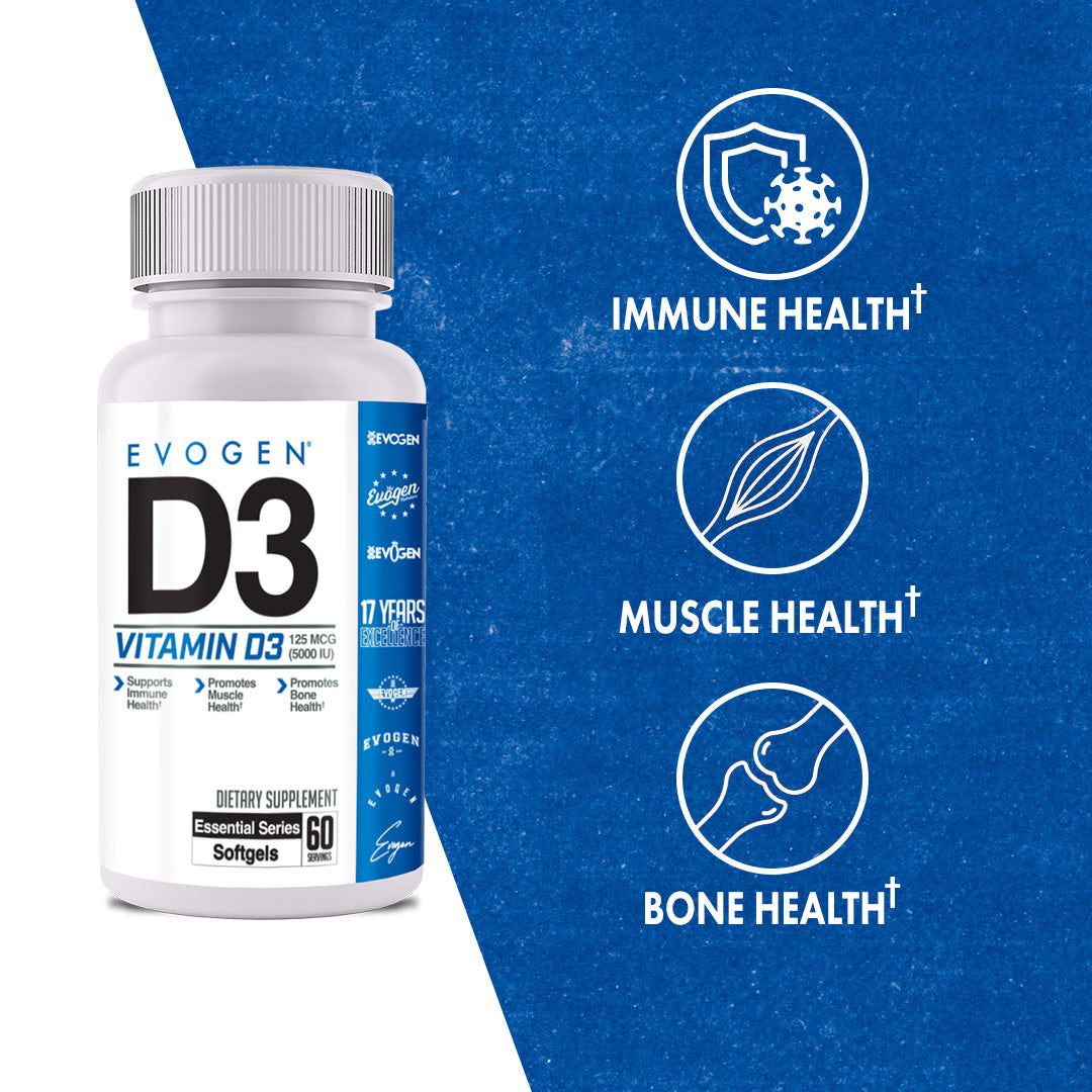 Evogen Nutrition Vitamina D3 Apoyo a Salud Ósea y Muscular 60 Cápsulas